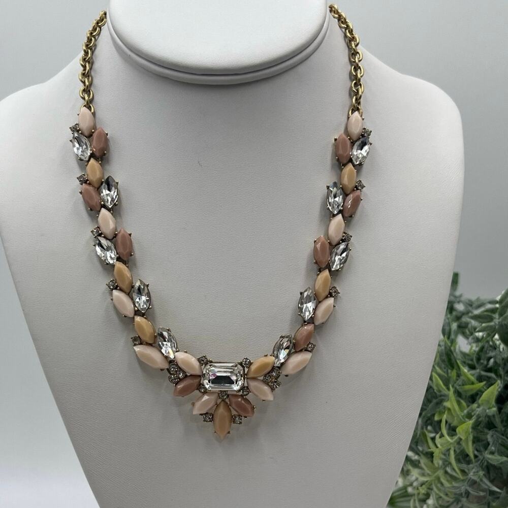 J.β Crew Pink, Beige, Blush Marquis Stones Crystals Pointed Vine Necklace